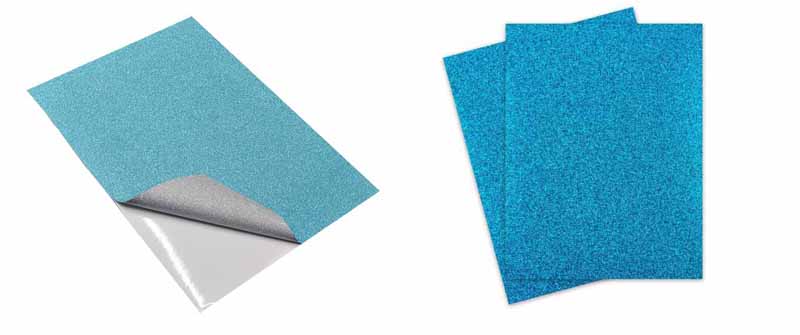 Glitter Aqua Blue Adhesive Paper