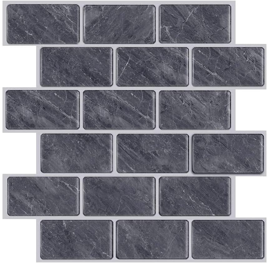Dark Gray Marble Rectangular PVC Wallpaper